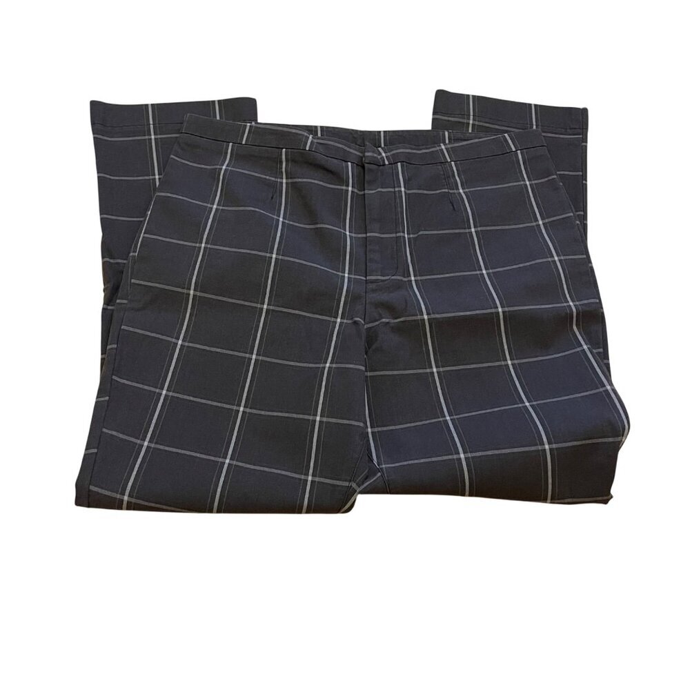 Free People Women's Plaid Pants Size 8 Grey white cropped